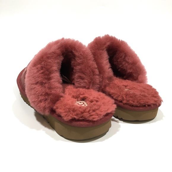 UGG COZY II LOGO SUEDE / SHEEPSKIN SLIPPERS -REDWOOD -BIG KIDS US 3 -NEW - Picture 5 of 7